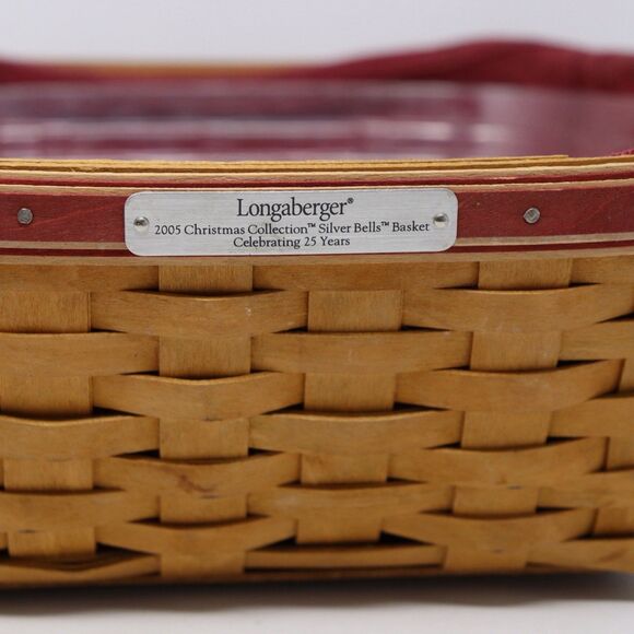 Longaberger Christmas Collection Silver Bells Basket w Liner, Protector - Picture 2 of 3